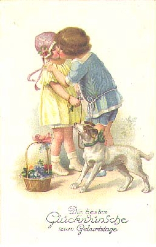 kissing children with dog ca.1905