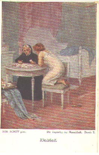 Wahrsagung Kartenlegen Künstlerkarte Rob Schiff * ca. 1920