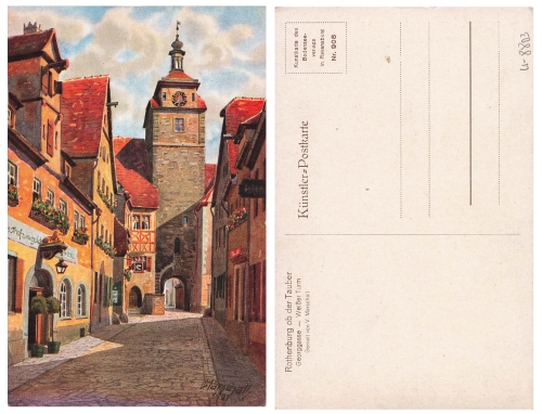 Rothenburg Tauber Georggasse artist V. Marschall * 1921