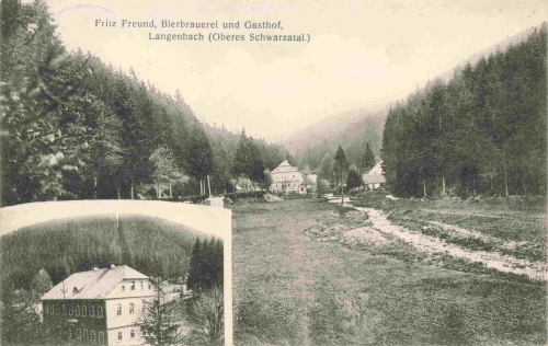 98667 Langenbach Oberes Schwarzatal Thüringen Brauerei und Gasthof Fritz Freund o 1910