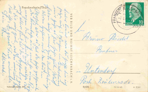 99330 Frankenhain Thüringen Geratal o 1961