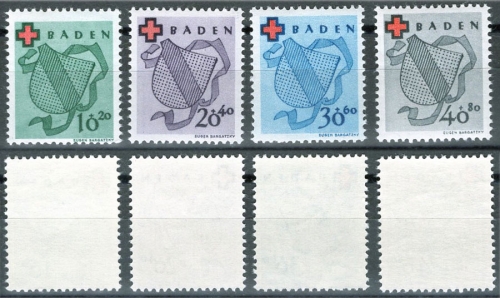 Allied Occupations Baden Michel 42A-45A ** German Red Cross mint never hinged