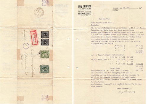 AM Post Michel 29 und 32 auf R-Brief Hildesheim Nach Schwerin o 26.6.1946