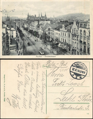 Aachen Theaterstrasse Tram o 17.08.1914