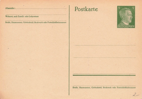 Adolf Hitler 5 Pfennig Ganzsache