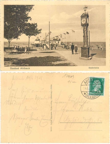 Ahlbeck pier with clock o 14.06.1927