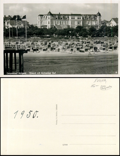 17419 Ahlbeck 17419 Ahlbeck Strand mit Ahlbecker Hof  *ca. 1950Strand mit Ahlbecker Hof  *ca. 1950