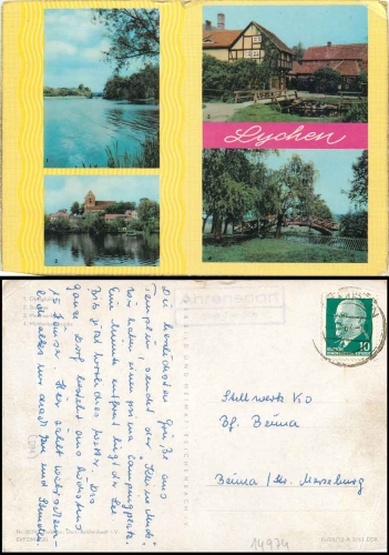17268 Ahrensdorf about Templin country postmark on postcard Lychen o 11.8.1963