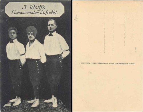 Akrobaten 3 Wolffs Phänomenaler Luft-Akt Zirkus ca. 1910