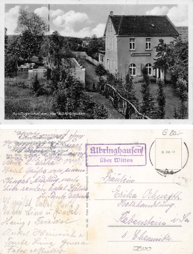 Albringhausen am Hax via Witten country postmark on postcard around 1940