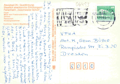 Alexisbad Harzgerode Ferienheim Geschwister Scholl o 1989