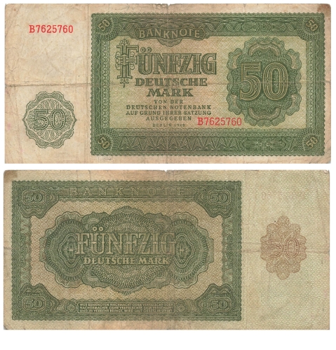 Alliierte Besatzung 50 Deutsche  Mark 1948 UdSSR Druck RO345 SBZ-16