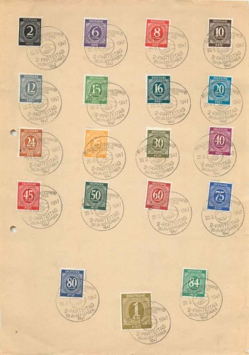 Control council issue Michel 911-937 with special postmark 2nd party congress of the SED 1947