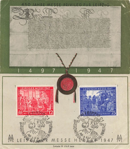 Allied Occupation Michel 965-6 Leipziger Messe Commemorative Sheet Special Stamp Leipzig 3.9.1947