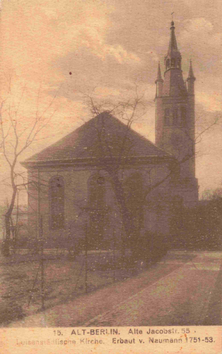 Old Berlin, Alte Jakobstraße 55, Luisenstadt Church – vintage postcard, c. 1920