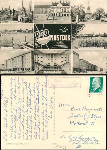 Old Suehrkow about Teterow country postmark on postcard Rostock gebr. 1962