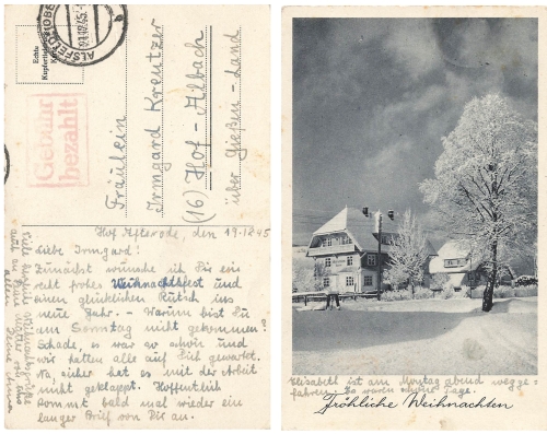 American occupation zone fee paid stamp o Alsfeld December 21, 1945