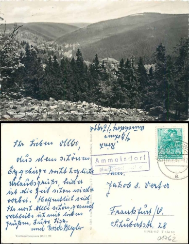 01744 Ammelsdorf via Dippoldiswalde country postmark on AK Kipsdorf o 10.8.1959