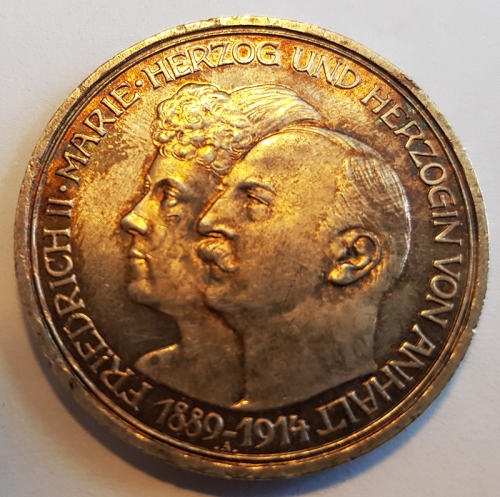 Jäger 024 - 3 Mark ANHALT 1914 A - Friedrich II. 1904-1918 - silver wedding anniversary