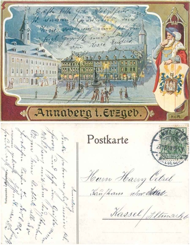 Annaberg Erzgebirge artist card N v.M. o December 27, 1910