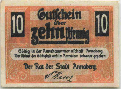 Annaberg Sachsen Notgeldschein um 1920 Adam Ries
