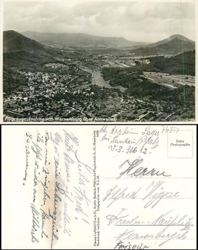 Wernersberg Annweiler aircraft photo gebr. circa 1940