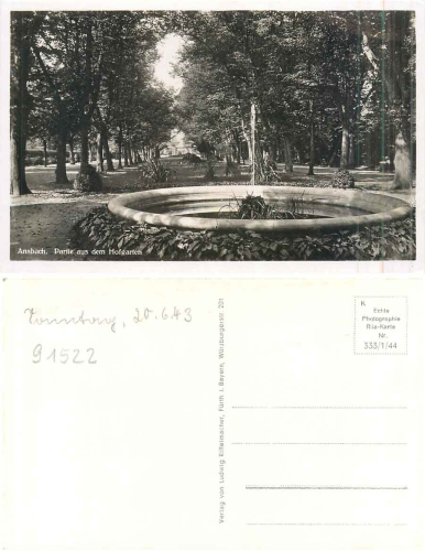 91522 Ansbach Partie aus dem Hofgarten *1943