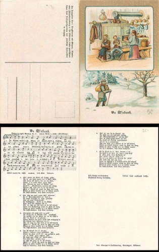 Anton Guenther "Da Uf`nbank" song folding card, artist card * 1920