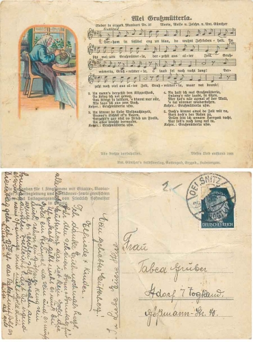 Anton Günther "Mei Grußmütterla" Liedkarte Künstlerkarte o 29.6.1942