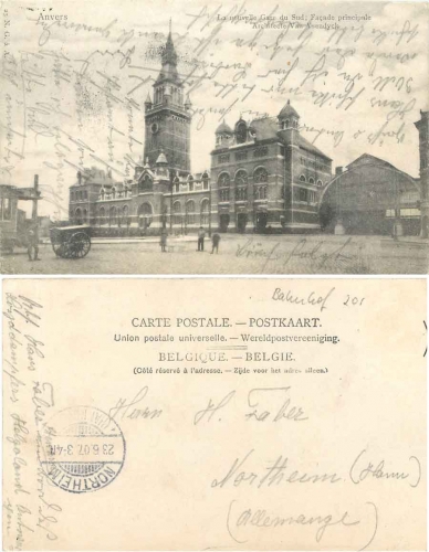 Anvers Gare du Sud Bahnhof o 23.6.1907