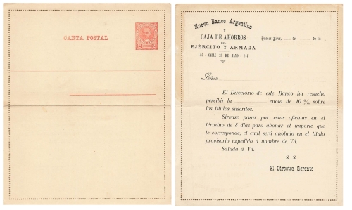 Argentina 2 Centavos Carta Postal card letter 1899 *