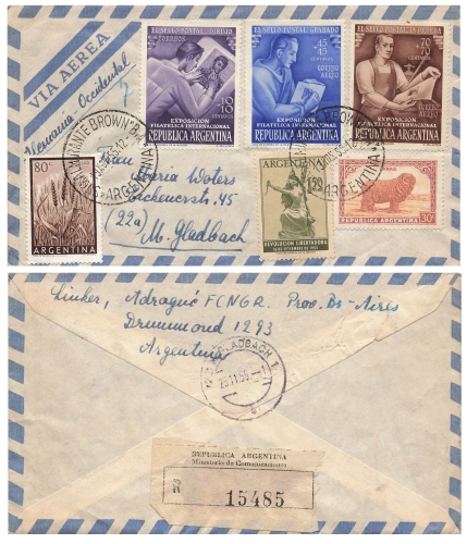 Argentina airmail letter Via Aerea o November 13, 1955 to Monchen Gladbach