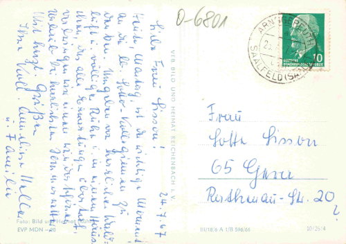 Arnsgereuth Saalfeld Thüringen Mehrbildkarte o 1967
