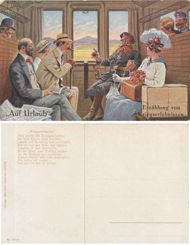 Arthur Thiele "Auf Urlaub" Erzählungen von Kriegserlebnissen Serie 153/2 *1916