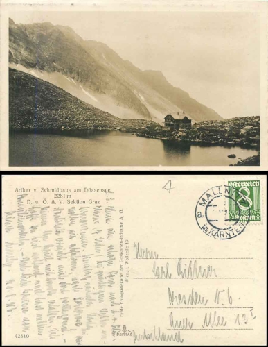 Arthur von Schmidhaus Doessensee Hohen Tauern o 21.8.1926