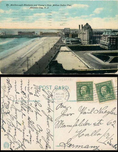 Atlantic City New Jersey Morlbourgh-Blenheim Pier o 26.8.1911
