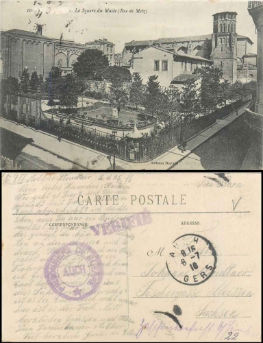 Also Prisonniers de Guerre VERIFIE POW mail o.8.71916 to Meissen