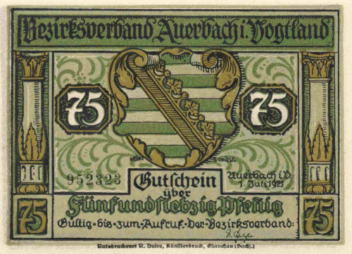 Auerbach Vogtland Notgeldschein 1921