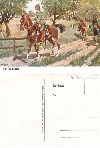 Cavalry "On Patrol" artist card Doebrich Steglitz * 1934