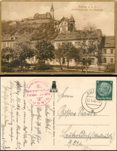 Aussig Ferdinandshoehe mit Elbstrasse o 23.4.1939