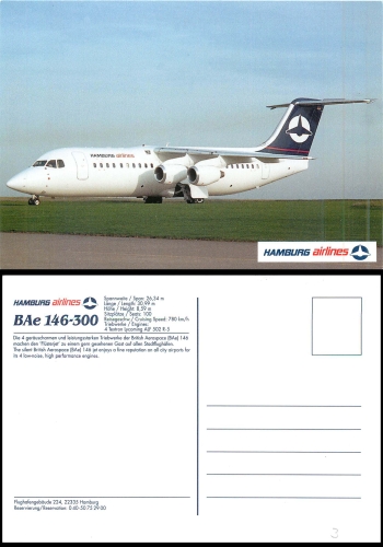 BAe 146-300 Hamburg airlines jet plane