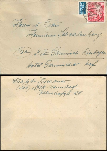 BRD Michel 112 Opening of the Bundestag on cover with emergency offering market o Bad Nenndorf 9.9.1949