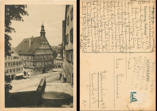 71522 Backnang Town Hall o ca. 1937 Emergency Aid Lottery 1933