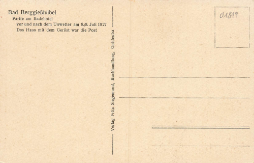 01816 Bad Berggießhübelvor und nach der Unwetterkatastrophe 8./9. Juli 1927 am Bahnhof