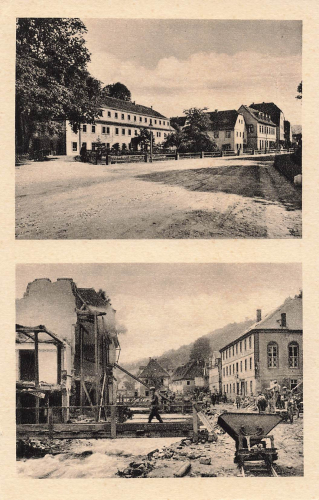 01816 Bad Berggießhübel bvor und nach der Unwetterkatastrophe 8./9. Juli 1927 Hauptstrasse