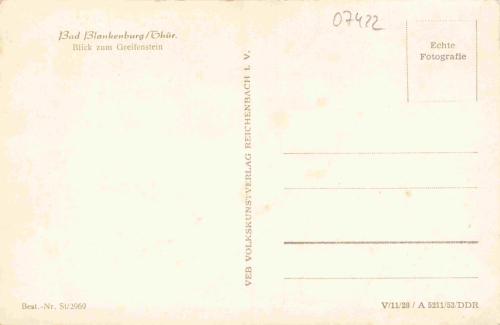 Bad Blankenburg mit Burgruine Greifenstein * 1953
