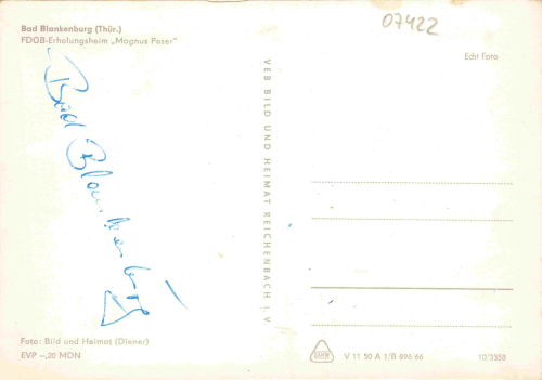 Bad Blankenburg FDGB Erholungsheim "Magnus Poser" * 1966