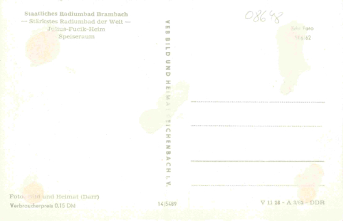 Bad Brambach Vogtland Julius-Fucik-Heim Speiseraum * 1962