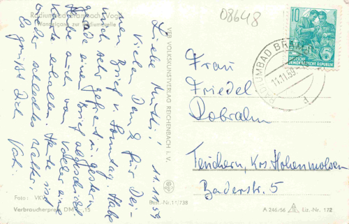 Bad Brambach Vogtland Wandeleingang zur Radiumquelle o 1959