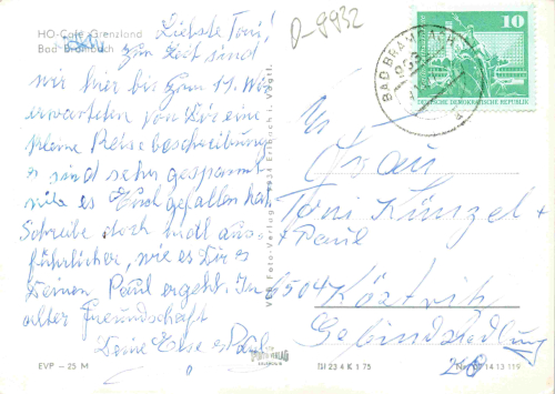 Bad Brambach Vogtland HO-Cafe Grenzland o 1977